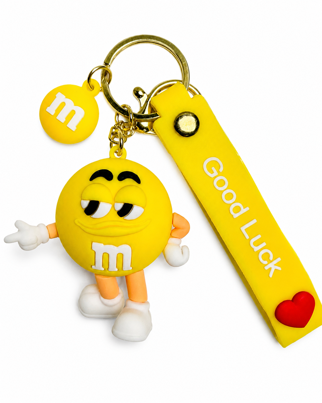 M&M Character Keychain with Good Luck Wrist Strap – Choose Your Color