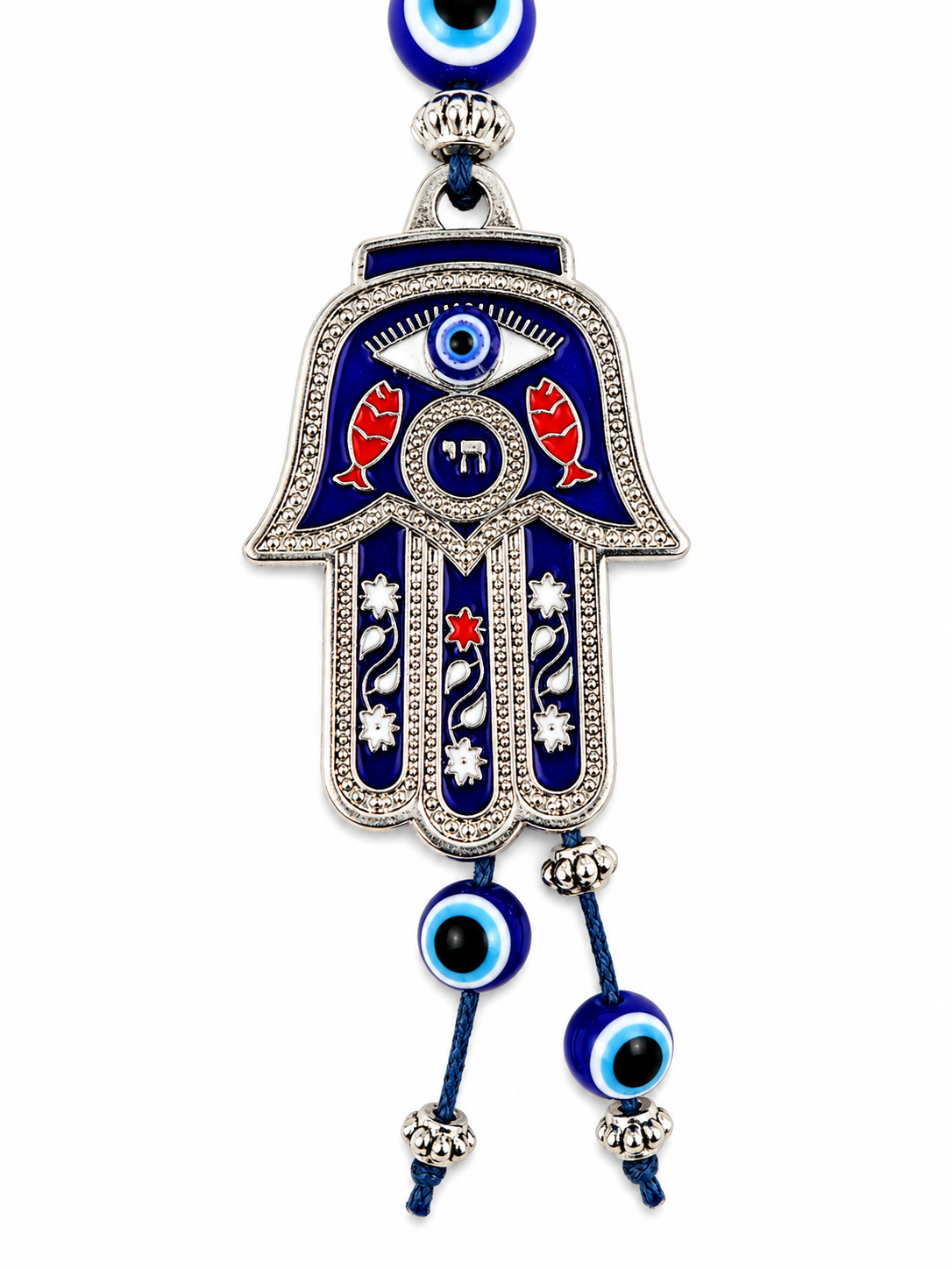 Blue Hamsa Hand Evil Eye Keychain – Protective Good Luck Charm