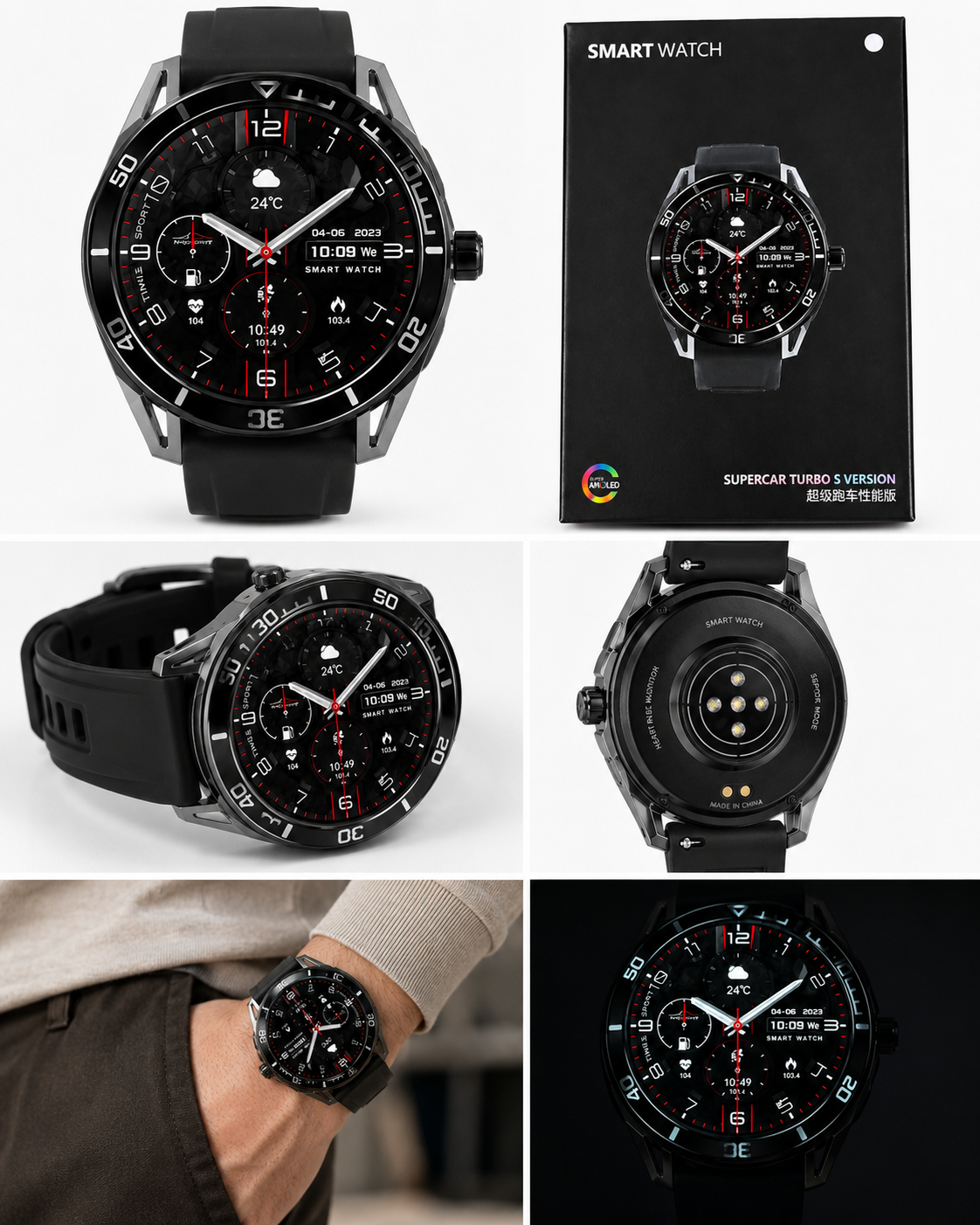 Smart Watch – Supercar Turbo S Version Bluetooth Smartwatch with AMOLED Display