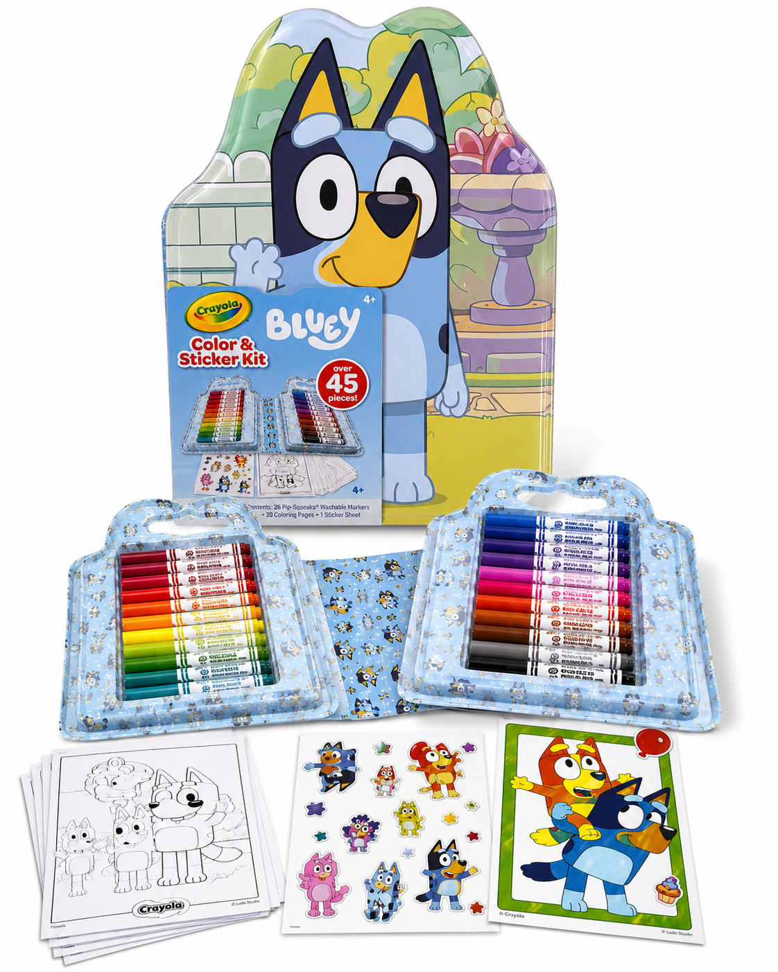 Crayola Bluey Color & Sticker Kit with 26 Washable Markers, Coloring Pages & Stickers | New