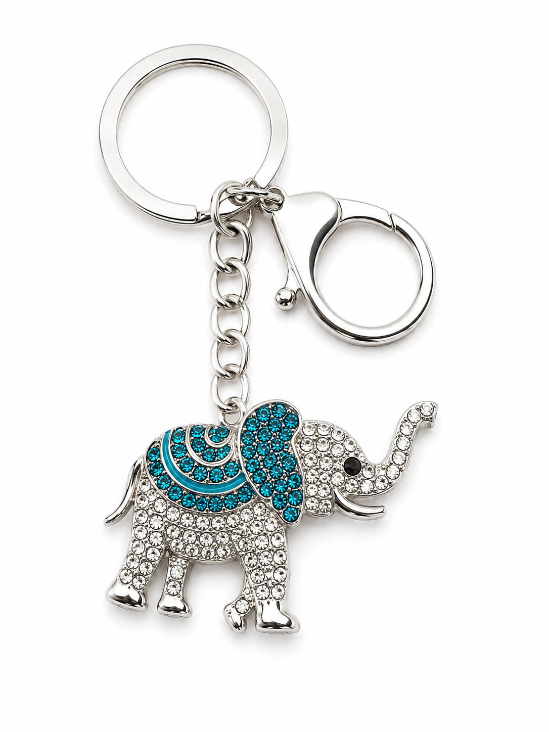 Rhinestone Elephant Keychain & Purse Charm – Trunk Up
