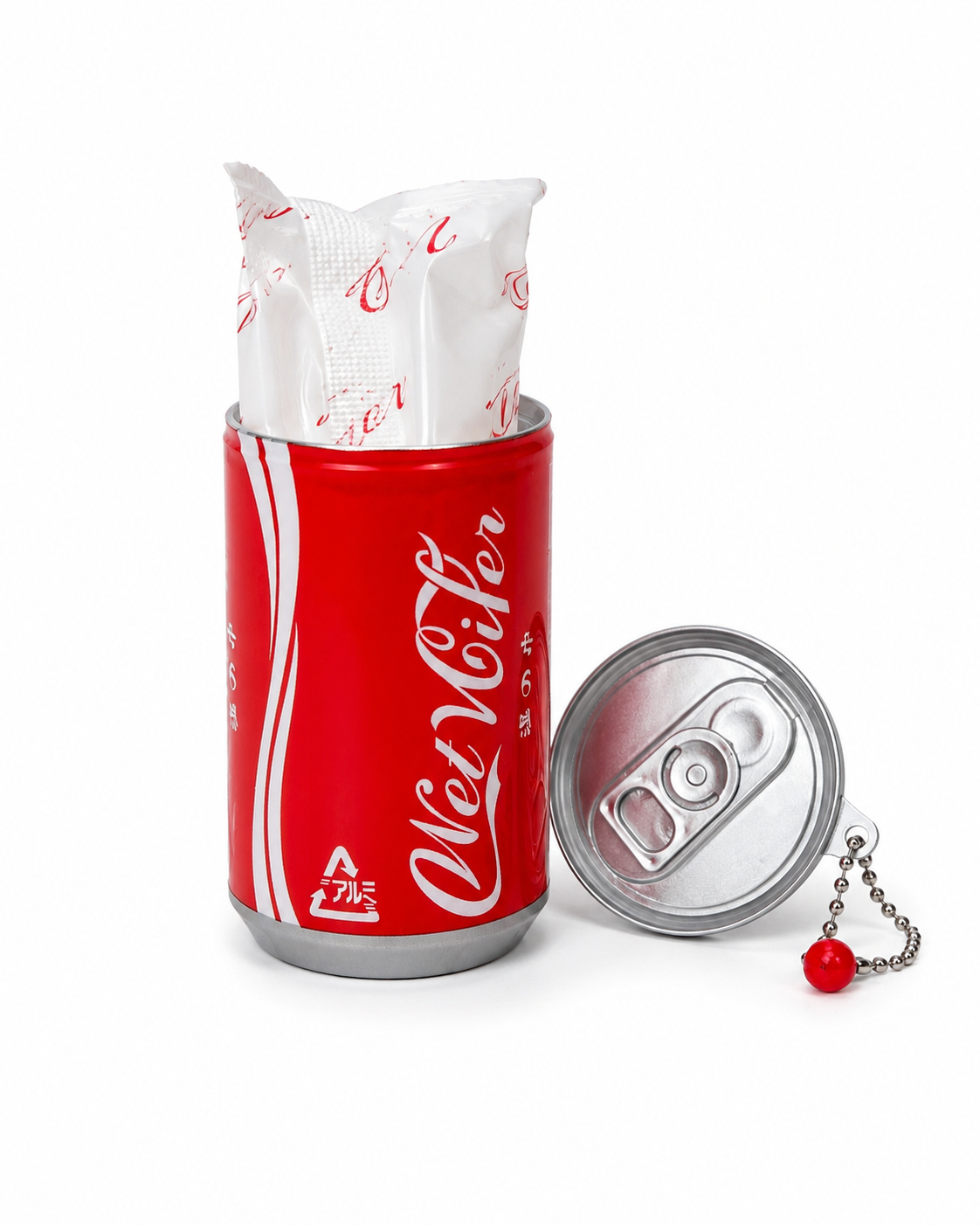 Wet Wiper Mini Soda Can Wet Wipes Keychain – 30 Count – Choose Color