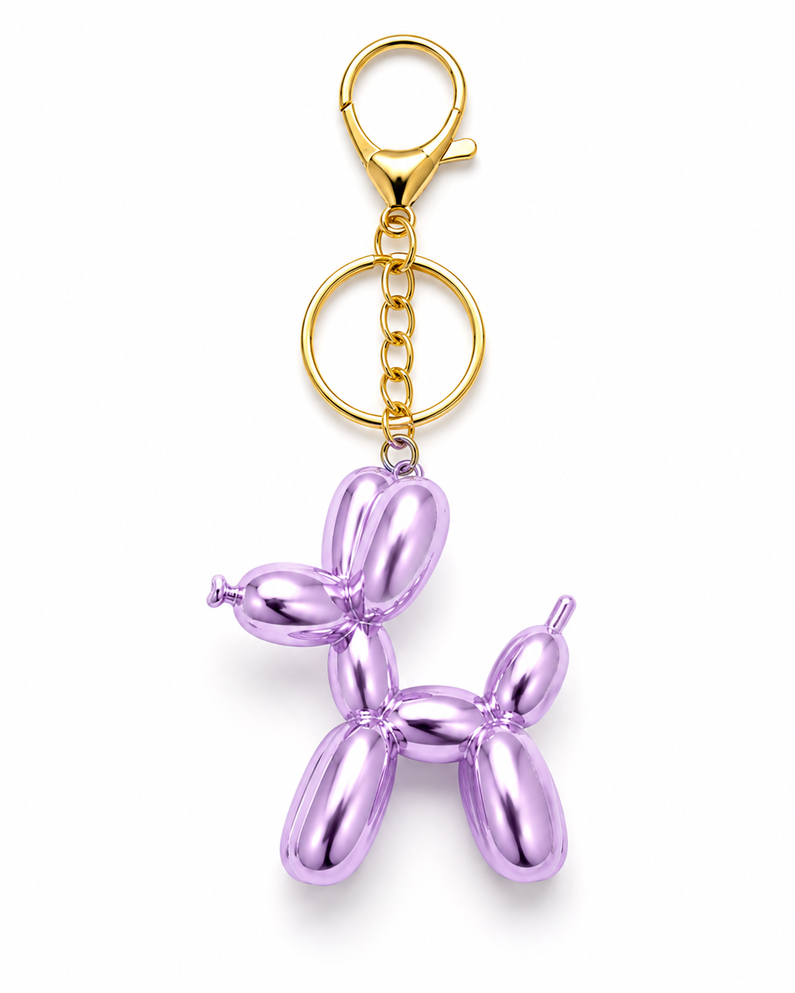 Metallic Iridescent Balloon Dog Keychain – Purse Bag Charm, Backpack Accessory & Dog Lover Gift