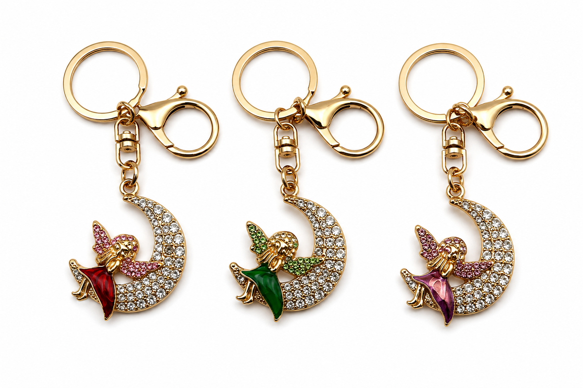 ✨ Fairy on the Moon Rhinestone Keychain & Bag Charm ✨
