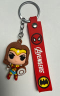 Wonder Woman-Style Superhero Keychain with Red Avengers Wrist Strap