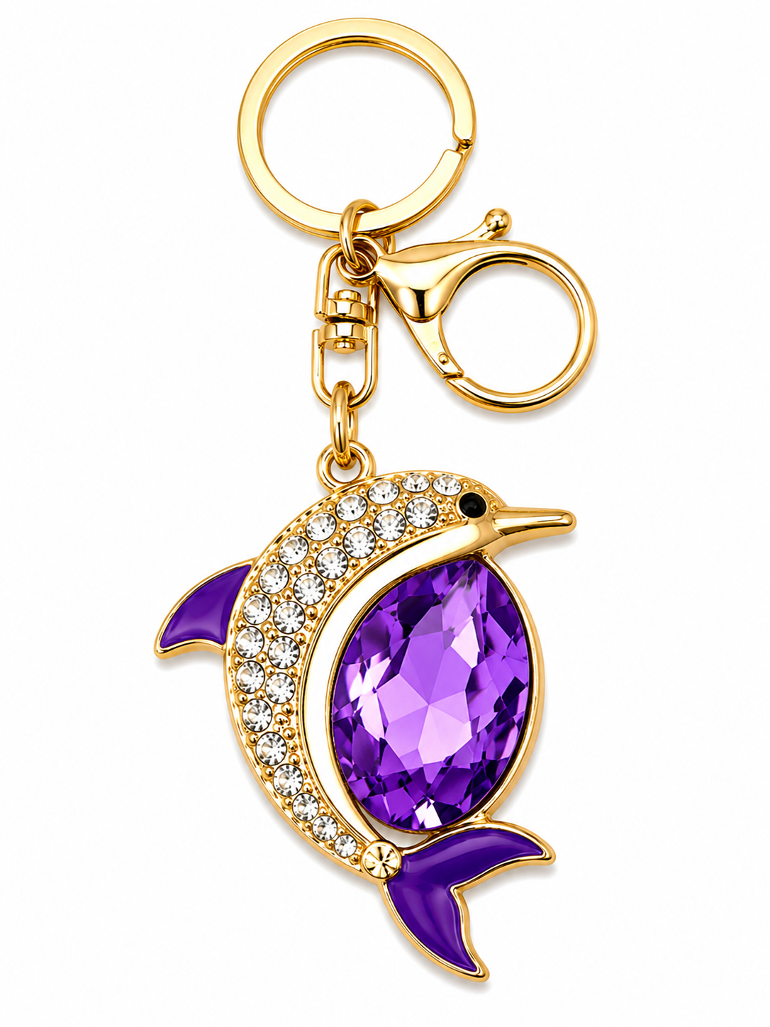 Jeweled Dolphin Crystal Keychain & Bag Charm – 6 Colors