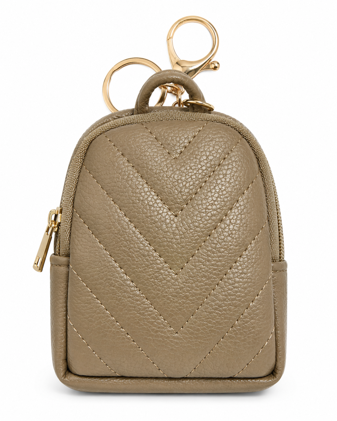 Mini Quilted Backpack Coin Purse Keychain – Faux Leather Bag Charm