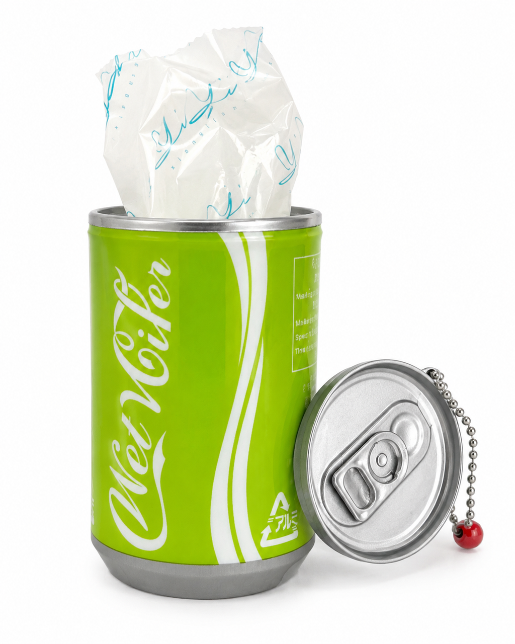 Wet Wiper Mini Soda Can Wet Wipes Keychain – 30 Count – Choose Color