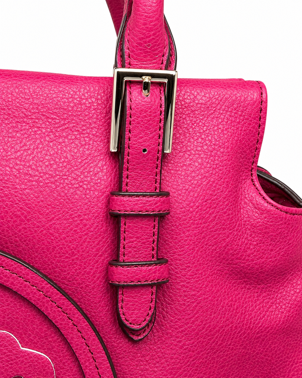 Bright Hot Pink Large Tote Bag with Decorative Medallion & Crossbody Strap