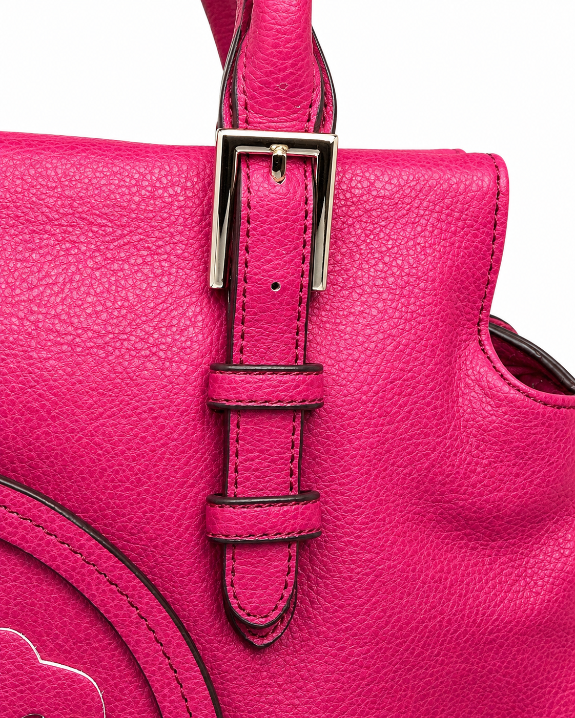 Bright Hot Pink Large Tote Bag with Decorative Medallion & Crossbody Strap