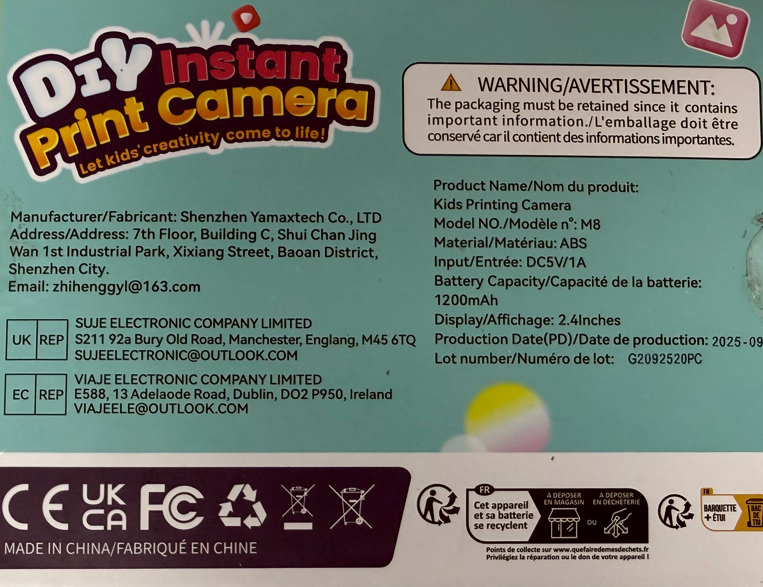 DIY Instant Print Camera for Kids | Blue | Thermal Printing Camera with 3 Paper Rolls, Markers & USB Cable | Ages 3+