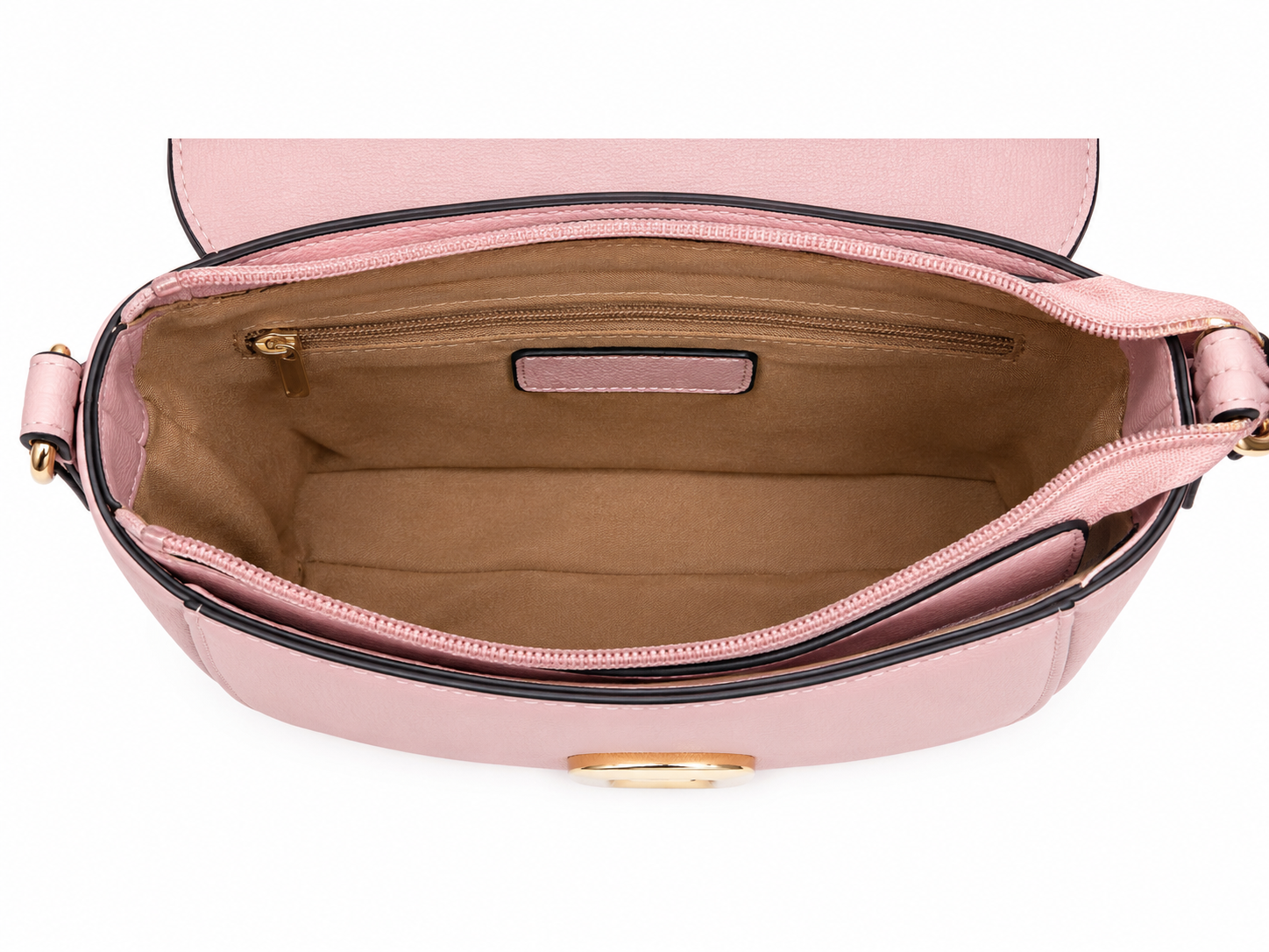 Blush Pink Crossbody Purse Set with Matching Zip Wallet & Adjustable Guitar Strap