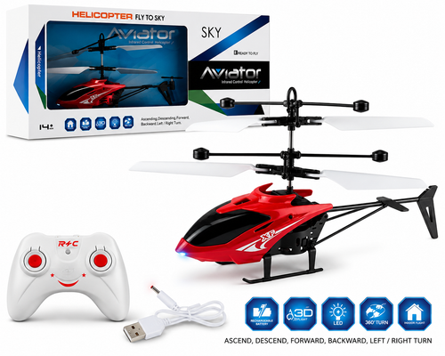 Aviator Infrared Remote Control Helicopter with LED Light | USB Rechargeable Indoor Flying Toy