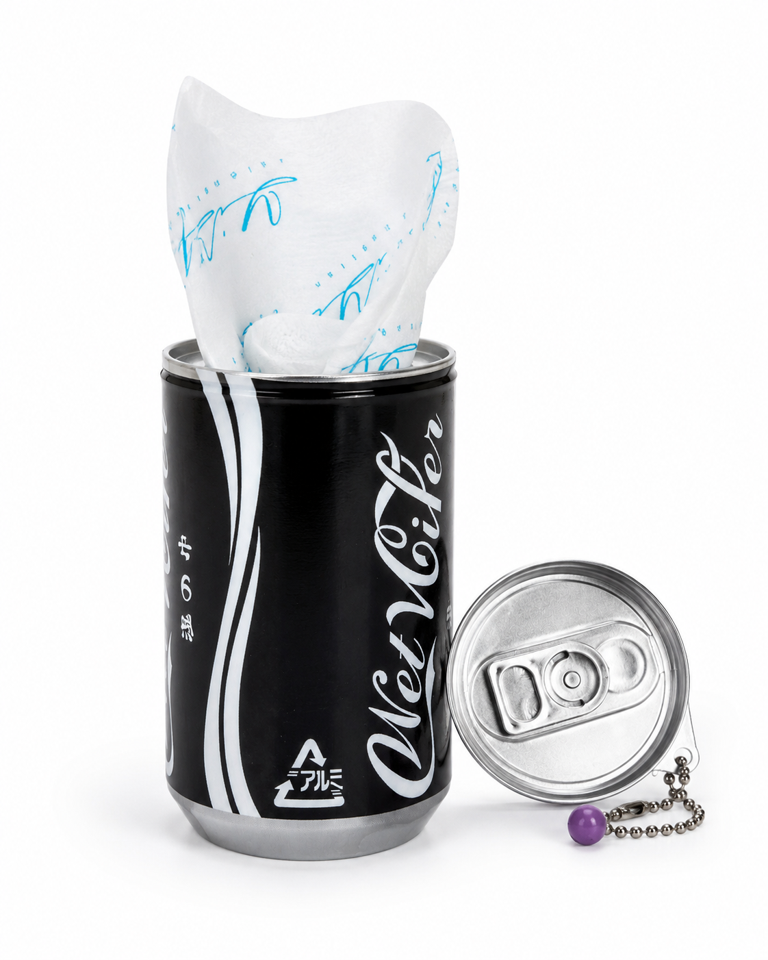 Wet Wiper Mini Soda Can Wet Wipes Keychain – 30 Count – Choose Color