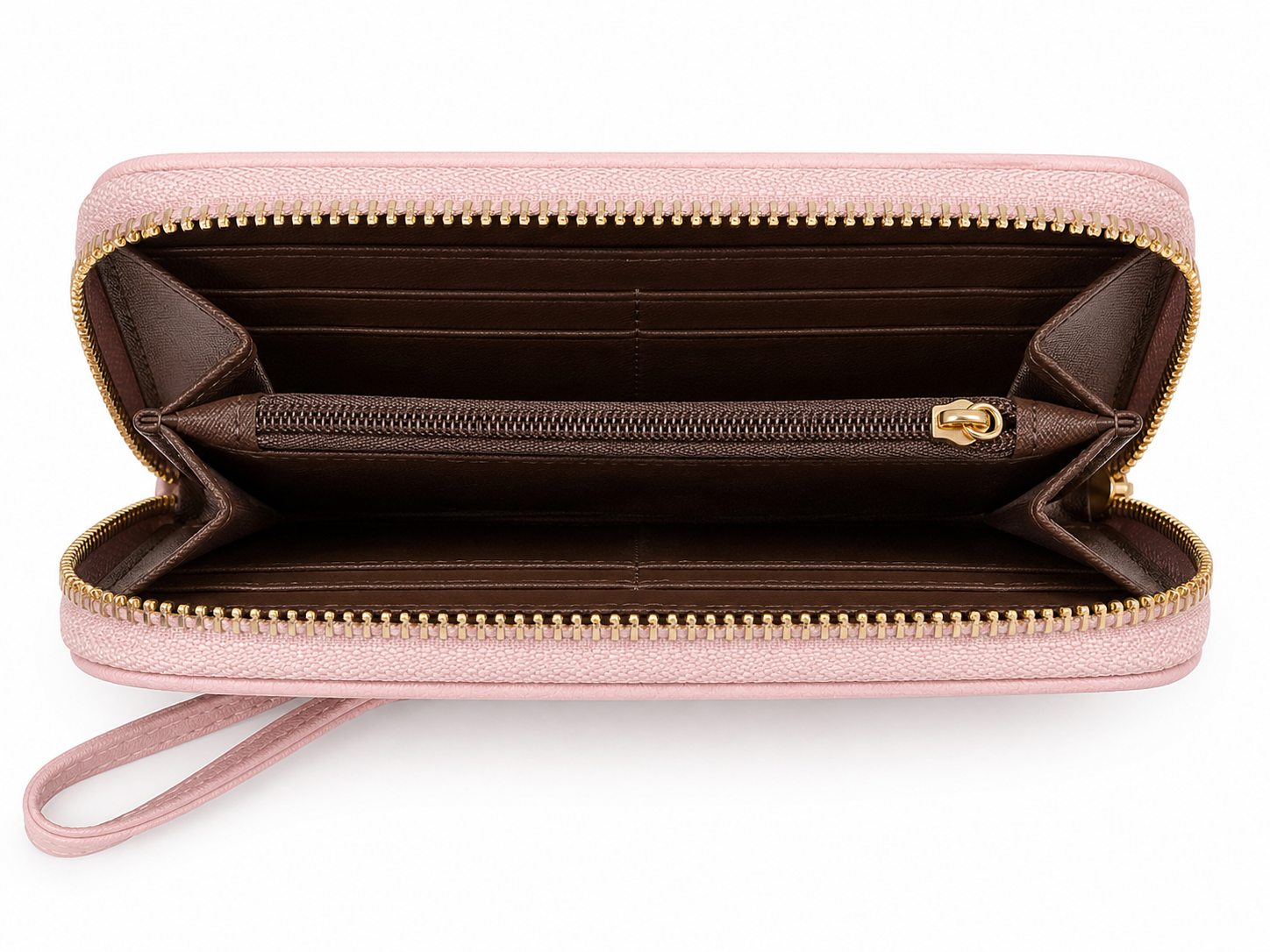 Blush Pink Crossbody Purse Set with Matching Zip Wallet & Adjustable Guitar Strap