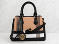 Deluxity Los Angeles Large Colorblock Satchel with Crossbody Strap & Charm
