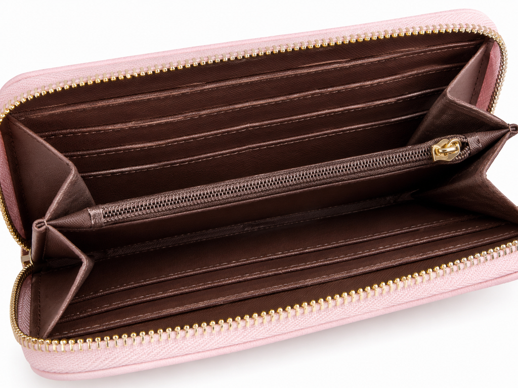 Blush Pink Crossbody Purse Set with Matching Zip Wallet & Adjustable Guitar Strap