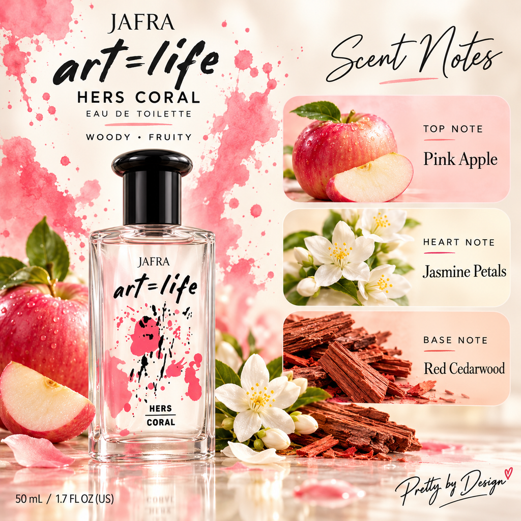 JAFRA Art = Life Hers Coral Eau de Toilette 1.7 fl oz / 50 mL – New Sealed Women’s Fruity Woody Perfume