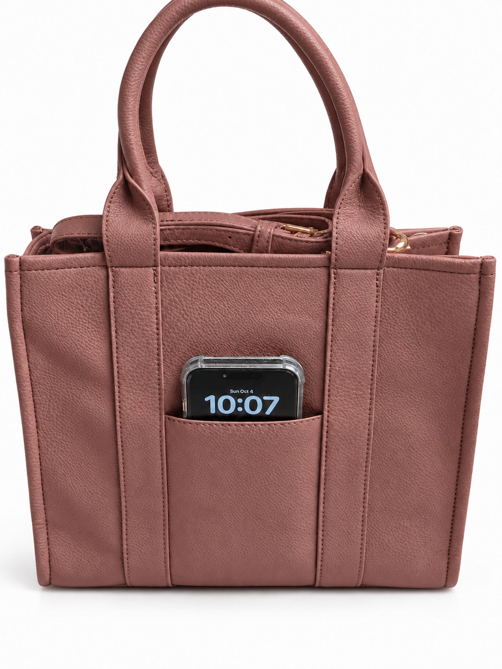 Emperia Dusty Rose “The Tote Bag” Pebbled Vegan Leather Crossbody Handbag NWT