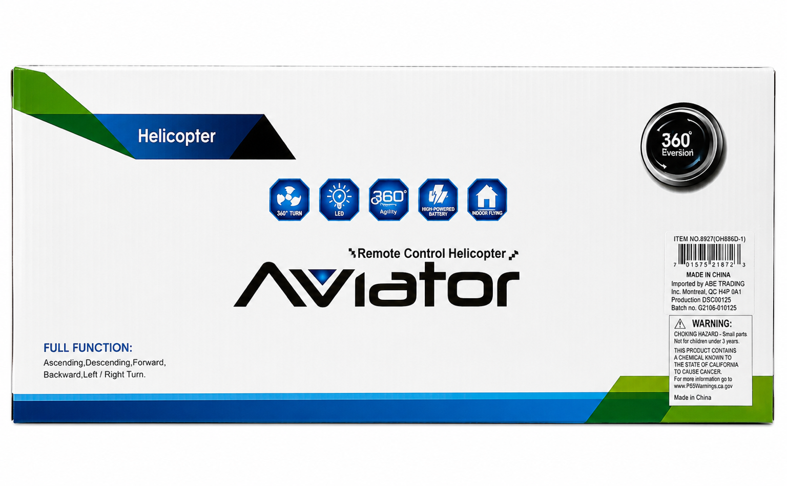 Aviator Infrared Remote Control Helicopter with LED Light | USB Rechargeable Indoor Flying Toy