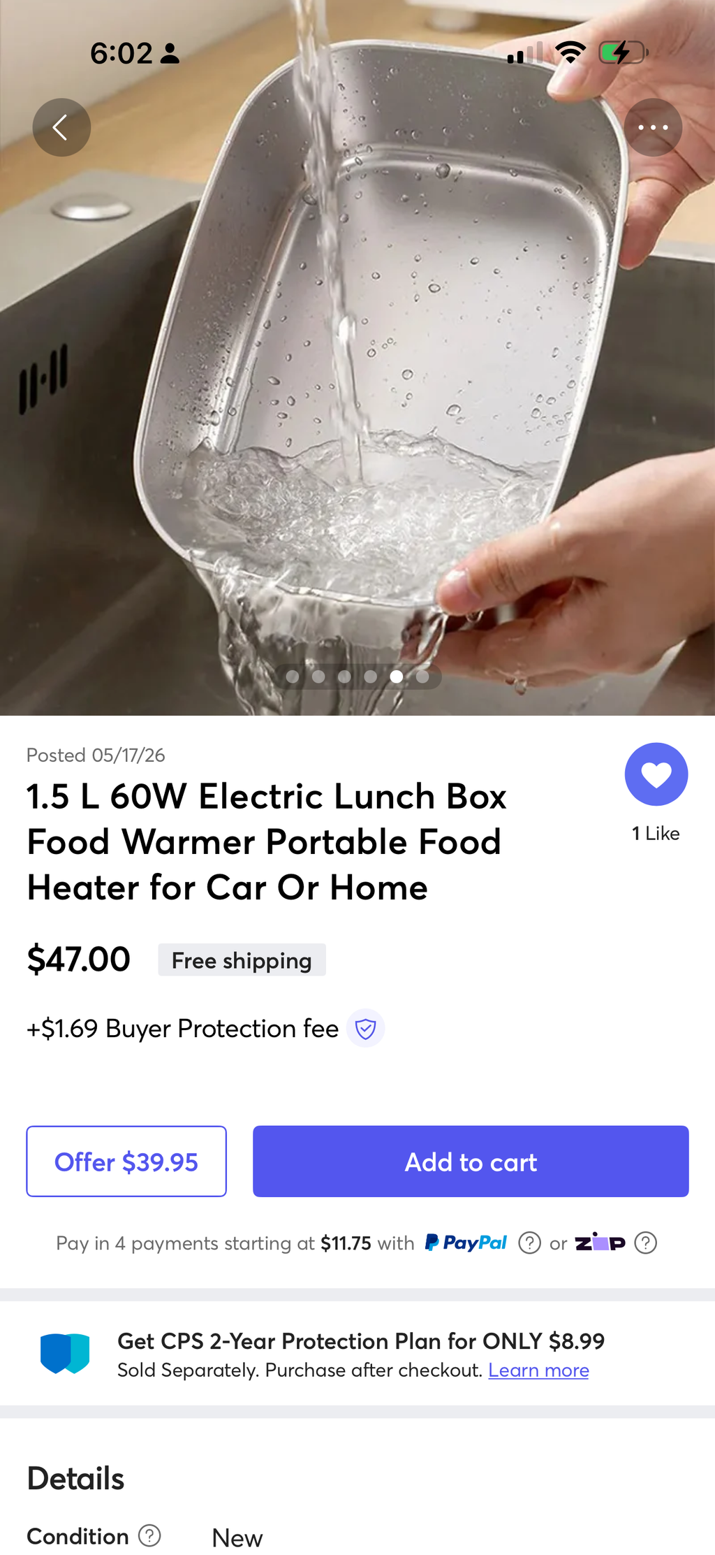 60W Electric Heated Lunch Box for Car & Home with Insulated Carry Bag