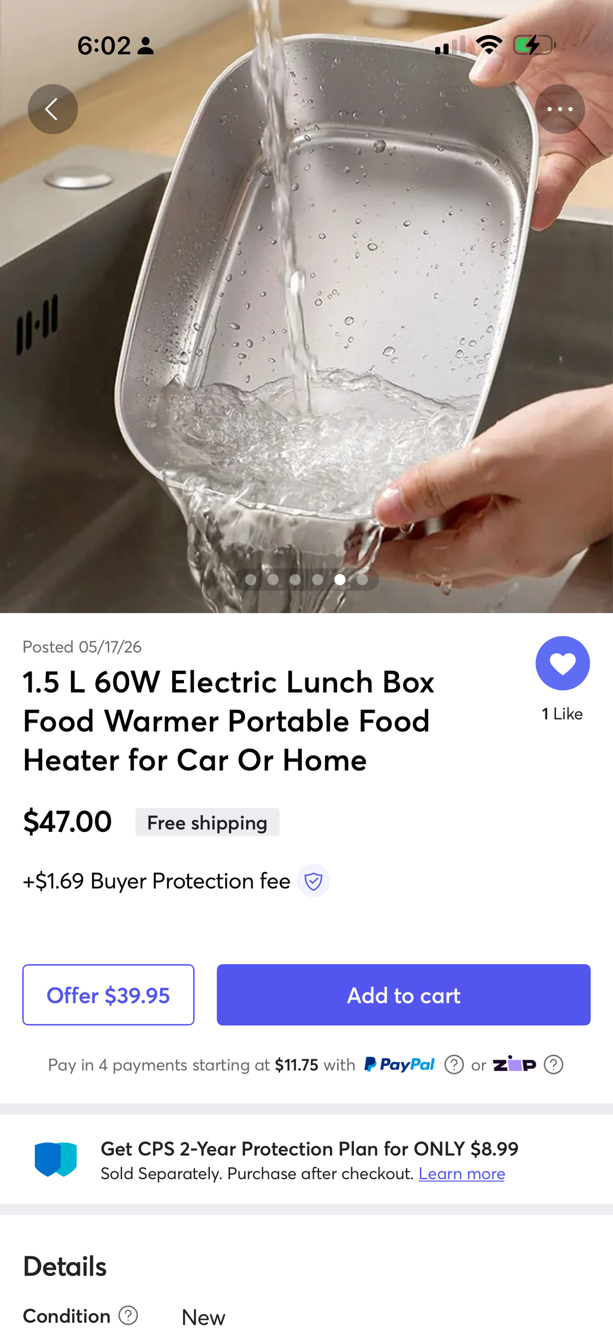 60W Electric Heated Lunch Box for Car & Home with Insulated Carry Bag