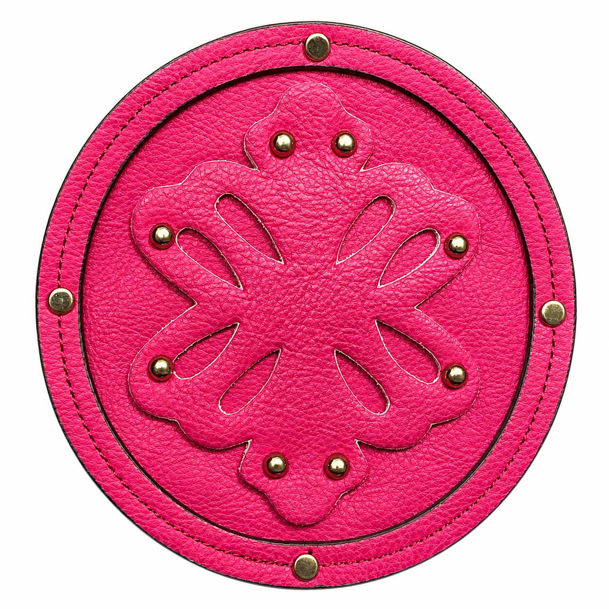 Bright Hot Pink Large Tote Bag with Decorative Medallion & Crossbody Strap