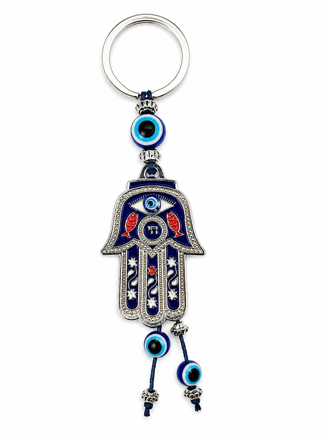 Blue Hamsa Hand Evil Eye Keychain – Protective Good Luck Charm