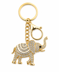 Gold-Tone Rhinestone Elephant Keychain & Purse Charm – Trunk Up