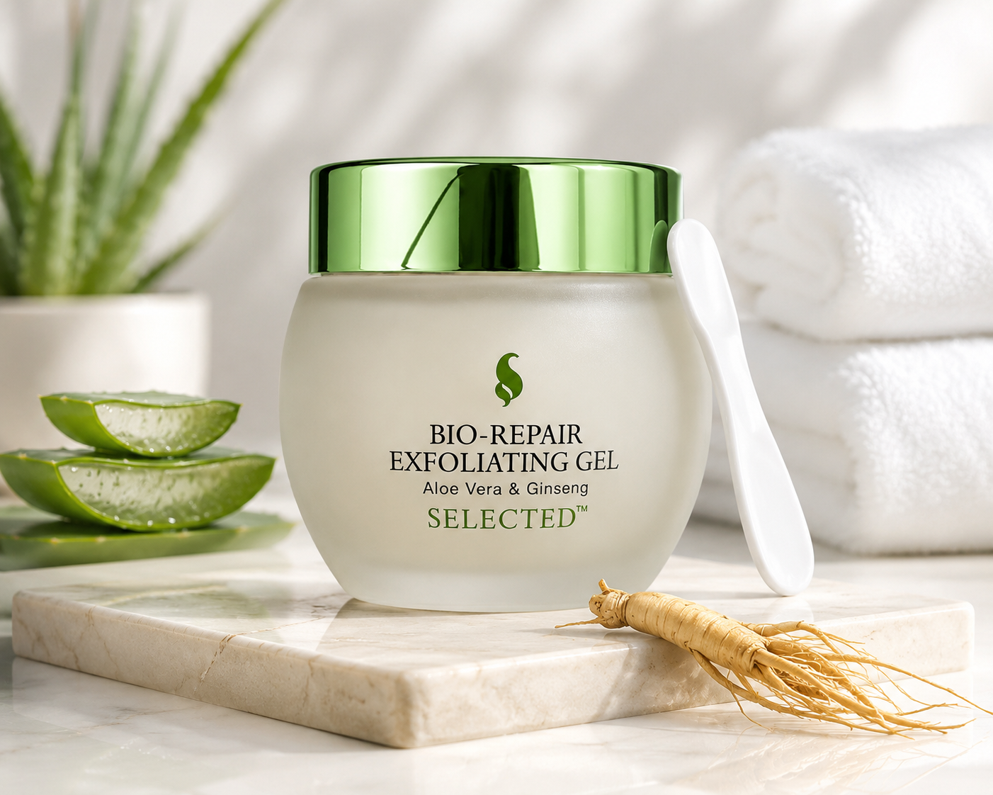 Selected Skin Care Bio-Repair Exfoliating Gel with Aloe Vera, Ginseng & Plant Stem Cells