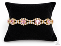 Stainless Steel Pink Oval Crystal Bracelet Gold Tone Rhinestone Halo 7”