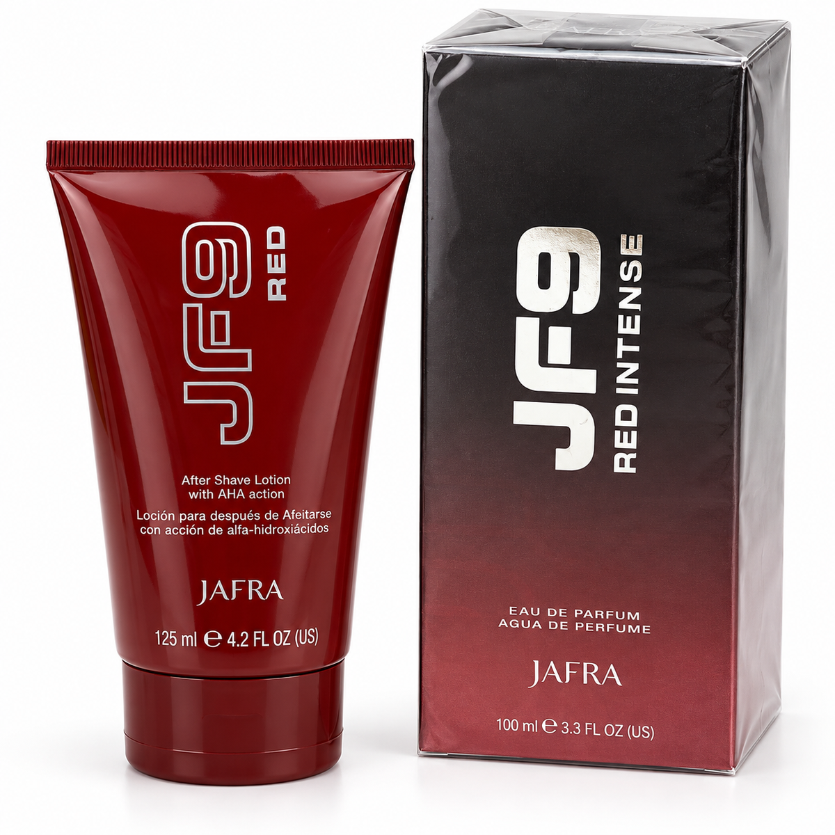 JAFRA JF9 Red Intense Eau de Parfum & JF9 Red After Shave Lotion Set – Men’s Fragrance 100 ml + 125 ml