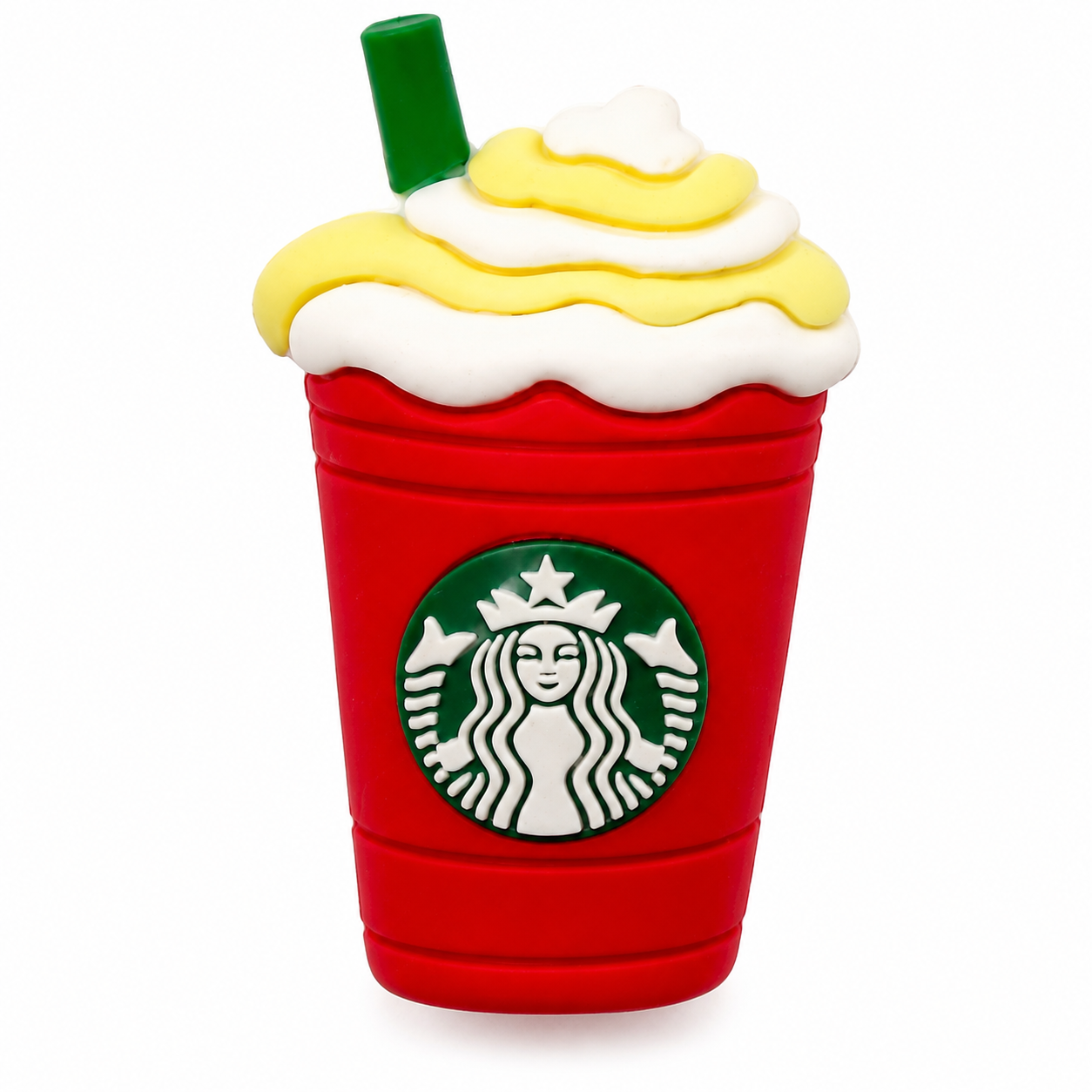 Starbucks Holiday Frappuccino Cup Keychain with “Happy” Wrist Strap | Red Coffee Cup Charm | New