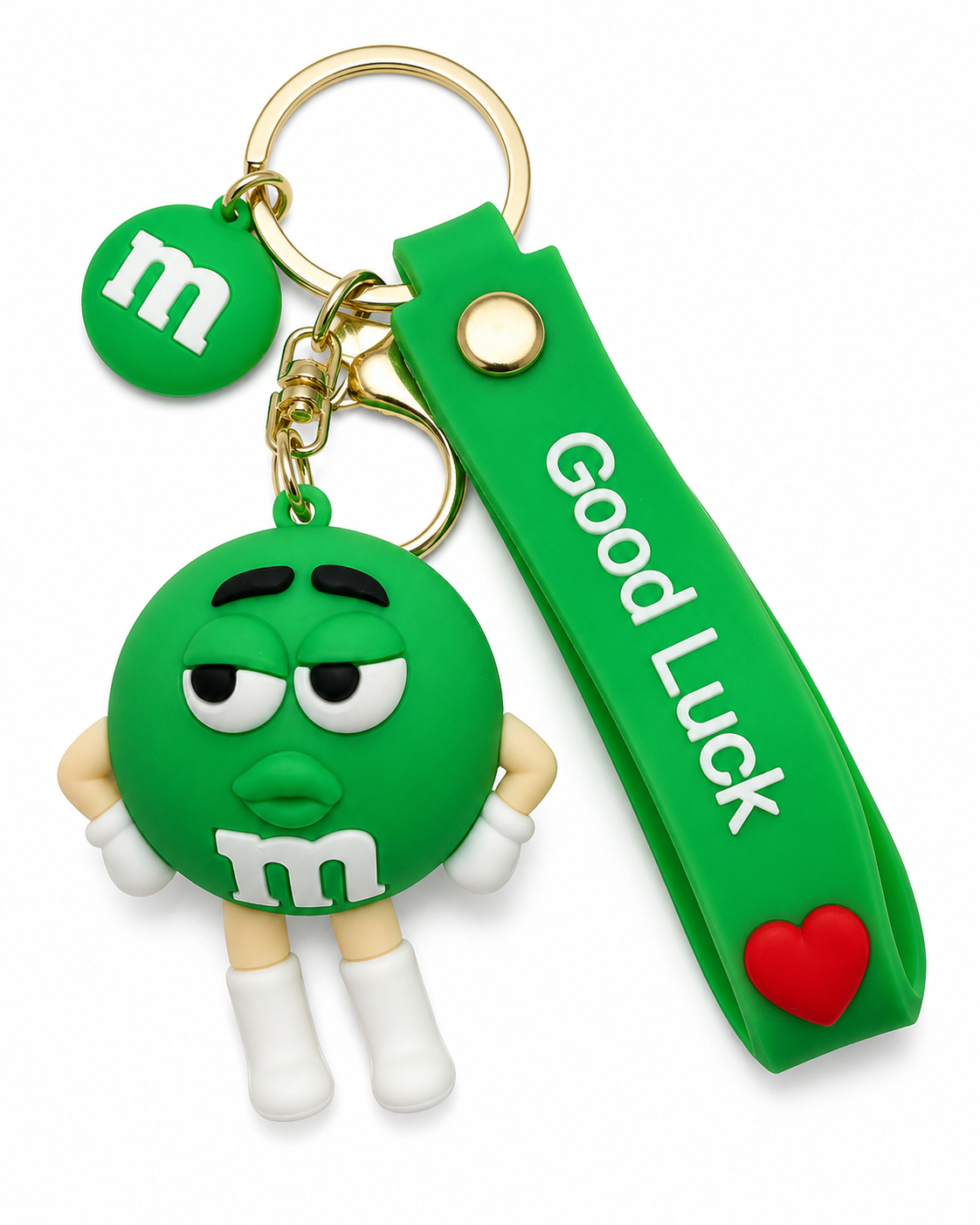 M&M Character Keychain with Good Luck Wrist Strap – Choose Your Color