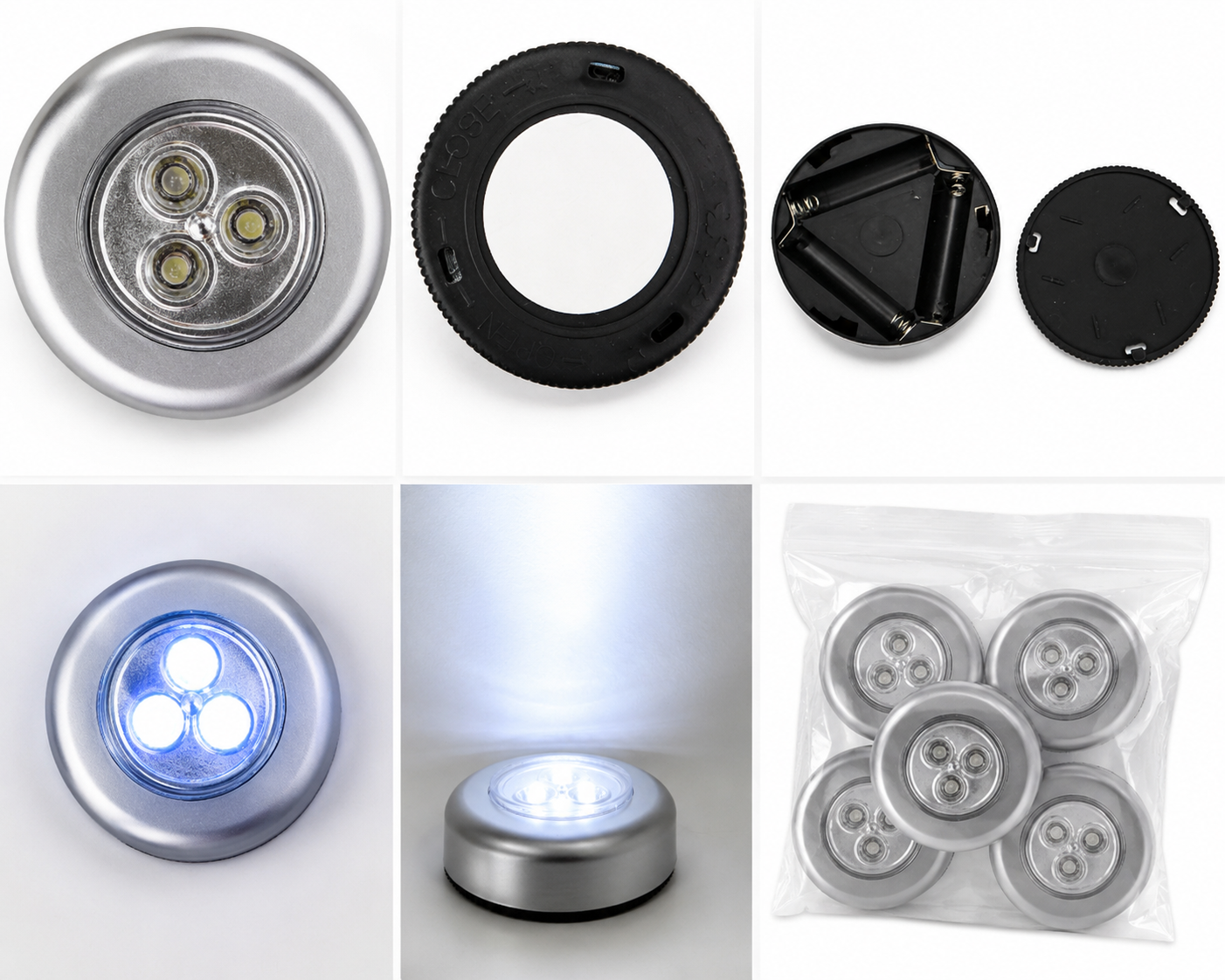 LED Puck Lights – Battery Operated Stick-On Cabinet & Closet Lights | Push On/Off | 5, 10 & 20 Pack