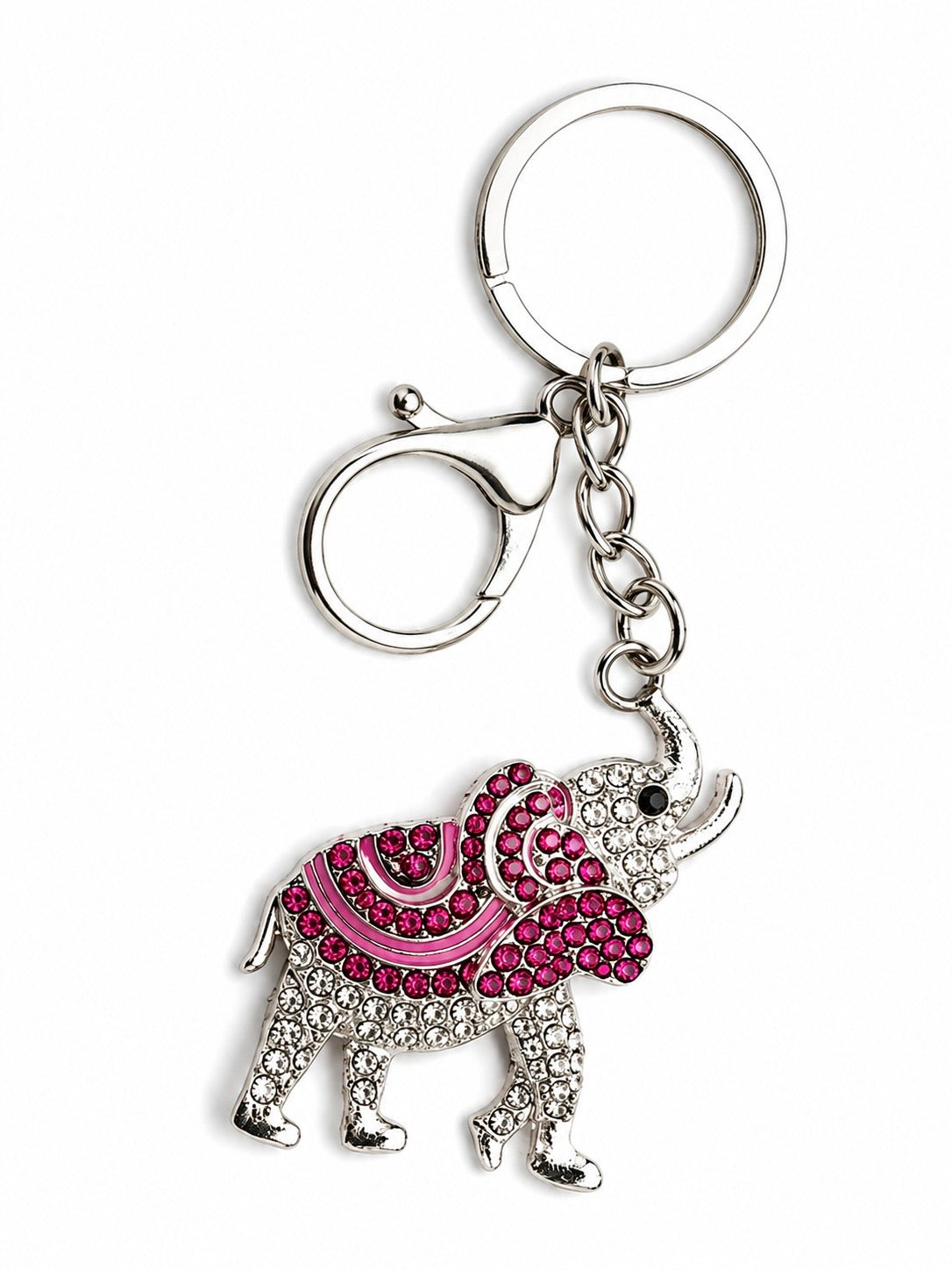 Rhinestone Elephant Keychain & Purse Charm – Trunk Up