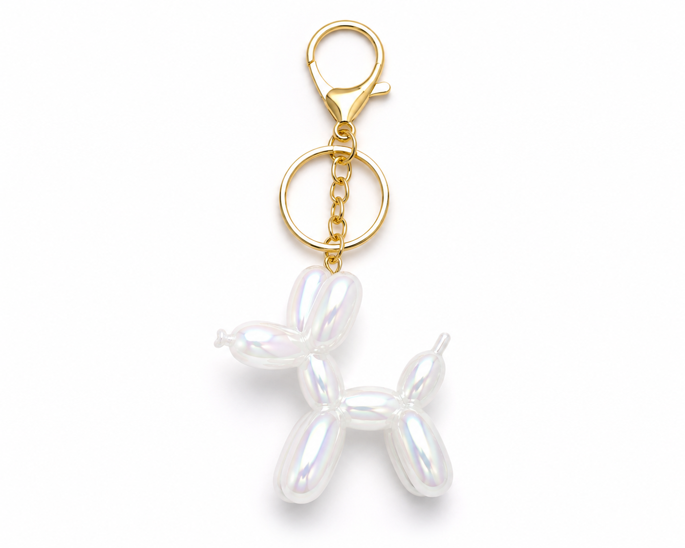 Metallic Iridescent Balloon Dog Keychain – Purse Bag Charm, Backpack Accessory & Dog Lover Gift