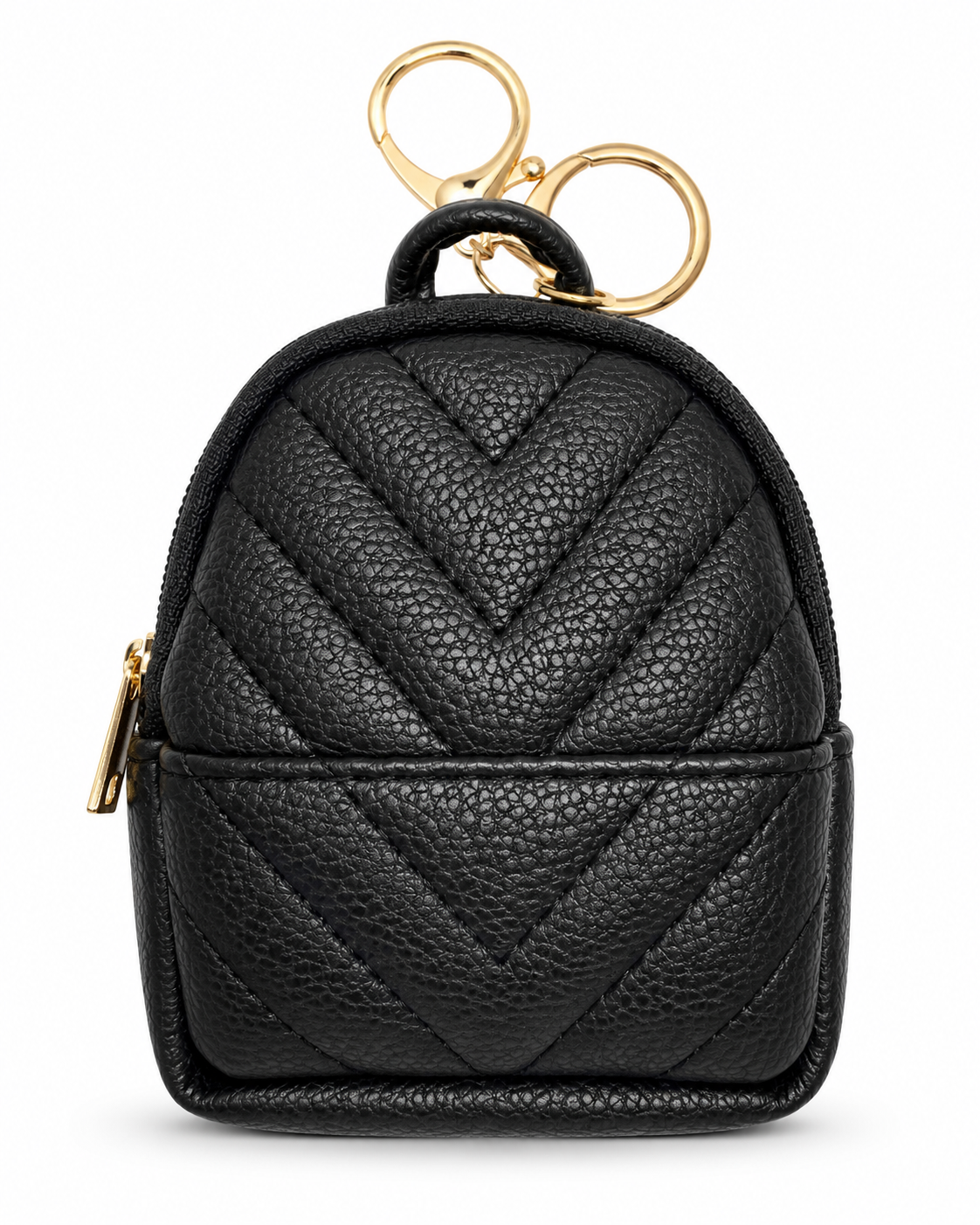 Mini Quilted Backpack Coin Purse Keychain – Faux Leather Bag Charm