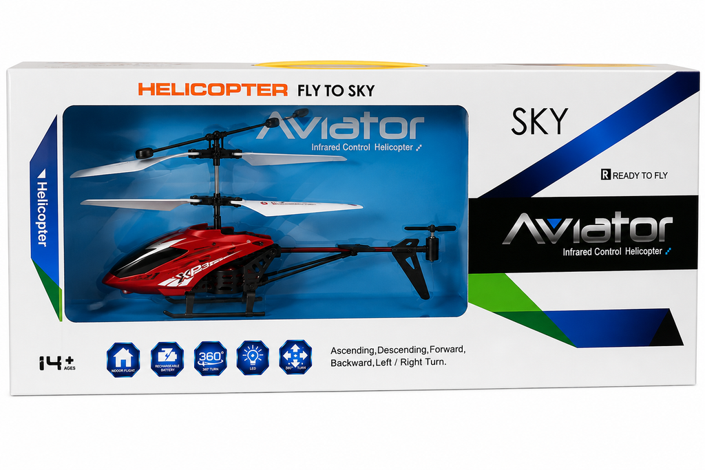 Aviator Infrared Remote Control Helicopter with LED Light | USB Rechargeable Indoor Flying Toy
