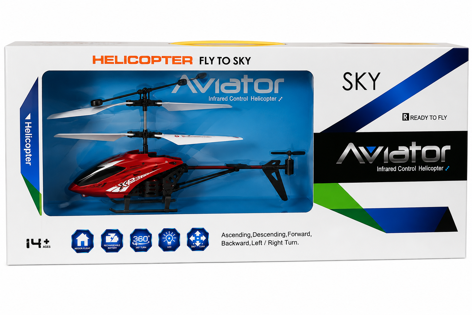 Aviator Infrared Remote Control Helicopter with LED Light | USB Rechargeable Indoor Flying Toy