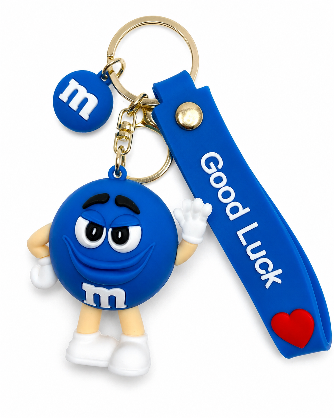 M&M Character Keychain with Good Luck Wrist Strap – Choose Your Color