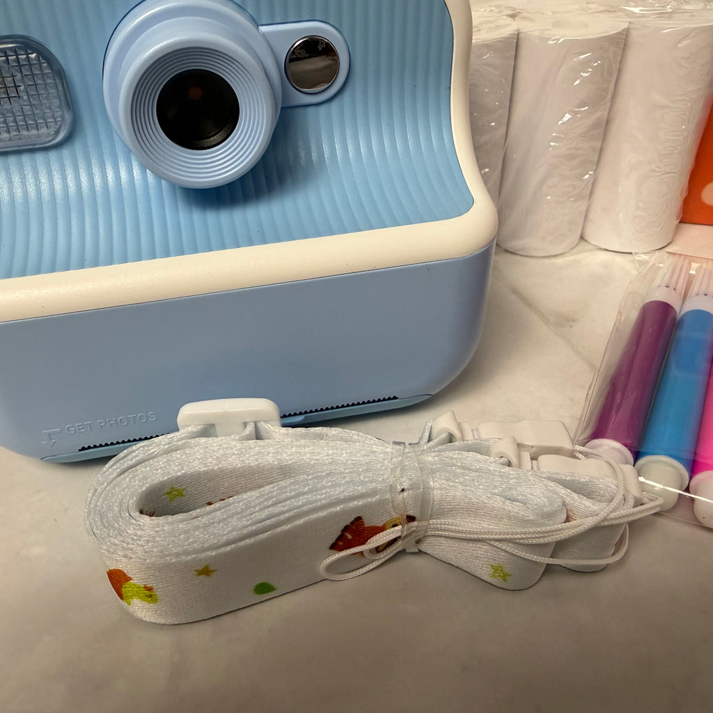 DIY Instant Print Camera for Kids | Blue | Thermal Printing Camera with 3 Paper Rolls, Markers & USB Cable | Ages 3+