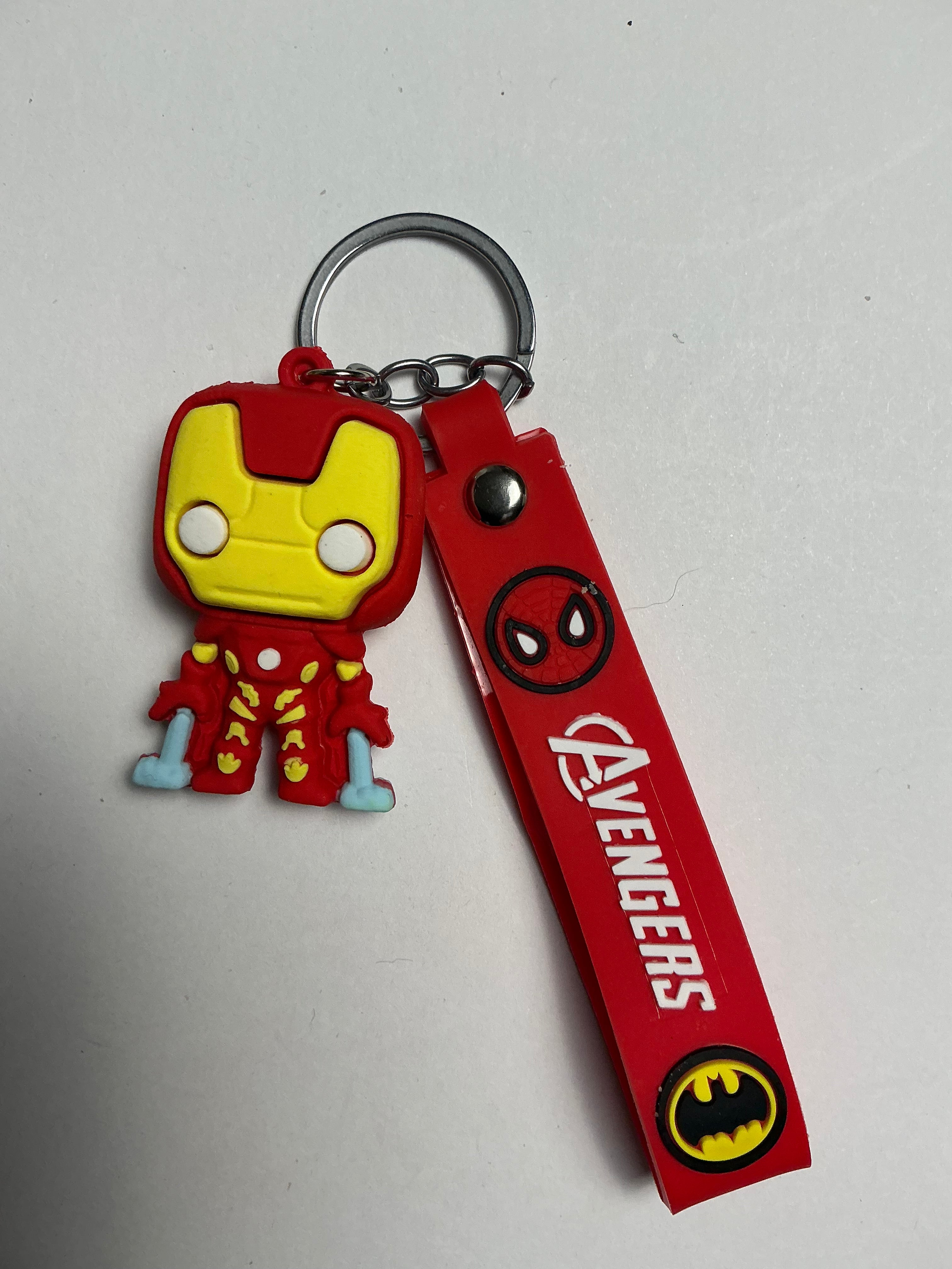 Iron Man Figure Keychain with Red Avengers Wrist Strap