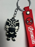 Black Panther Figure Keychain with Red Avengers Wrist Strap