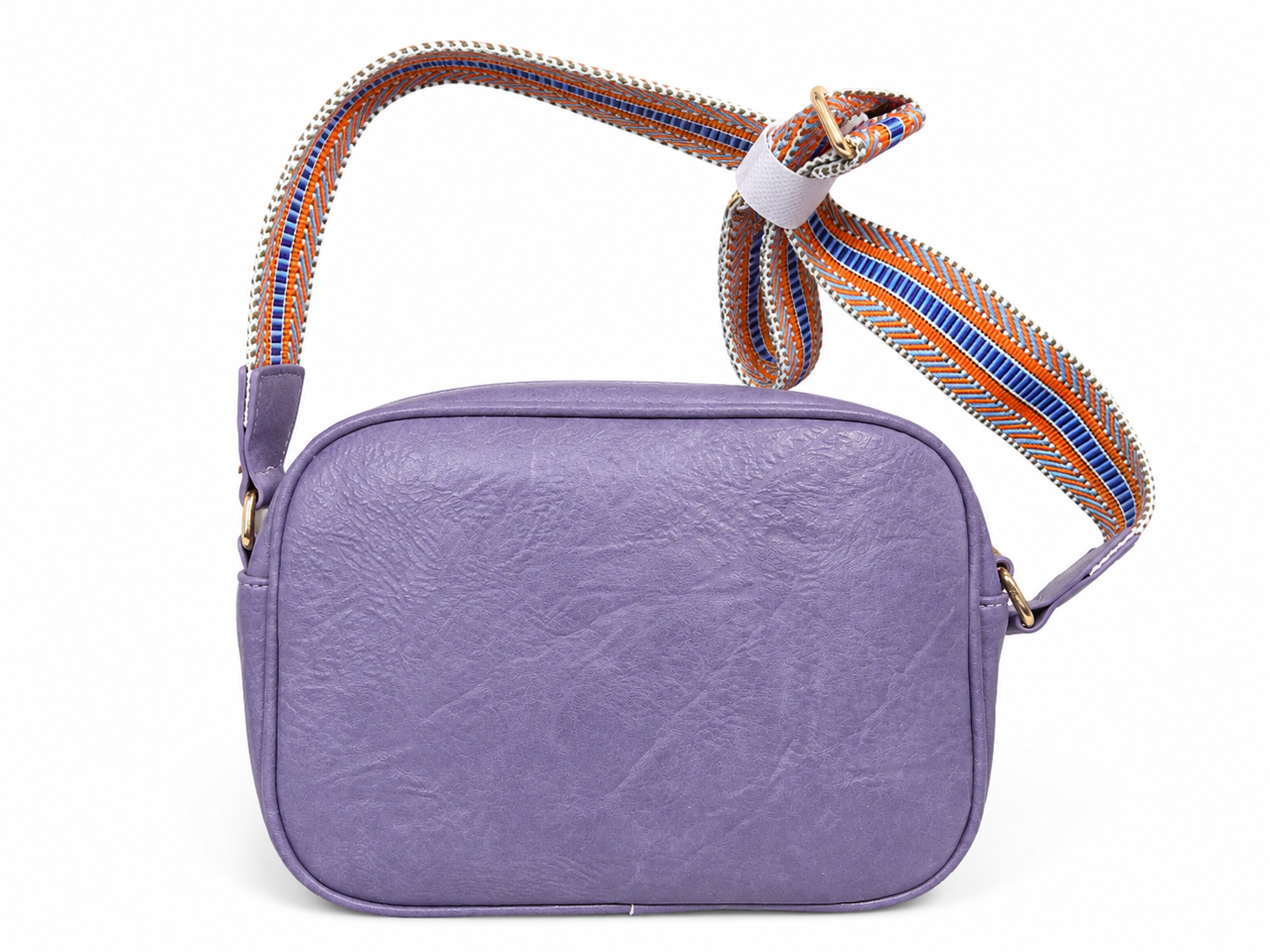 Purple Quilted Crossbody Bag with Colorful Adjustable Guitar Strap | Lightweight Everyday Purse