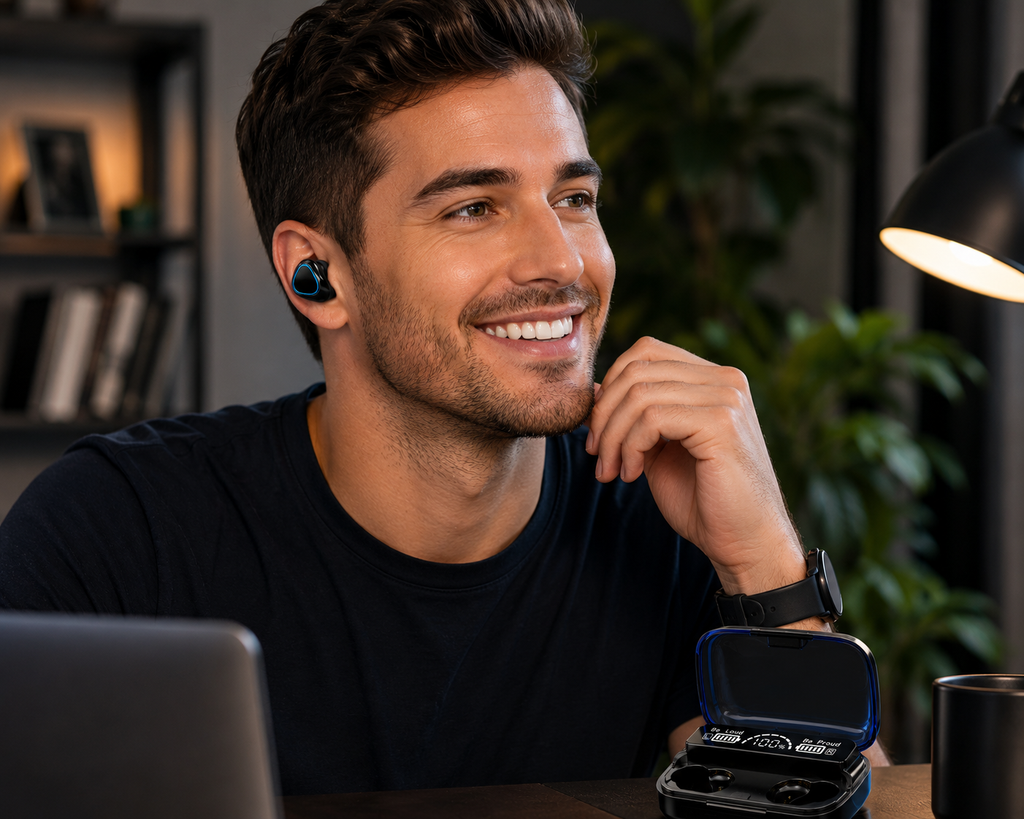 M10 True Wireless Bluetooth Earbuds with LED Display Charging Case - Bluetooth 5.3 - Black