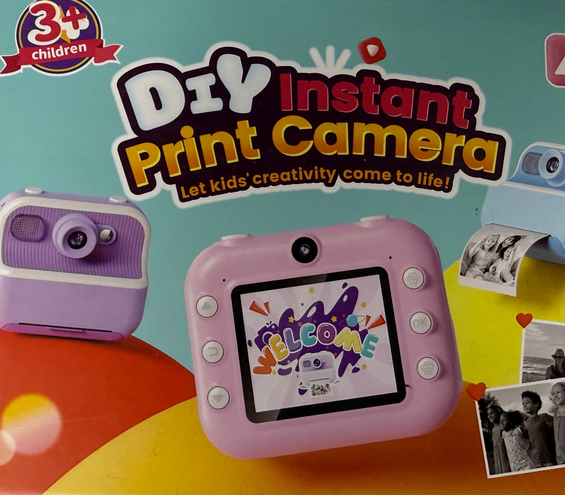 DIY Instant Print Camera for Kids | Blue | Thermal Printing Camera with 3 Paper Rolls, Markers & USB Cable | Ages 3+
