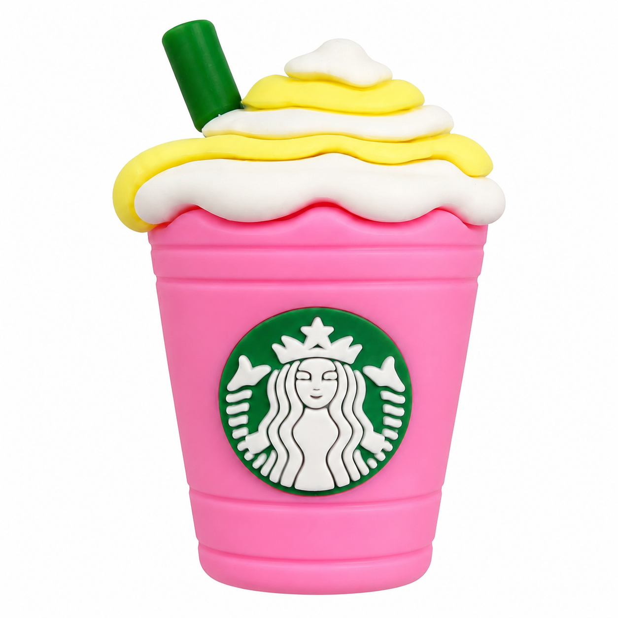 Starbucks Pink Frappuccino Cup Keychain with “Happy” Wrist Strap | Coffee Cup Charm | New