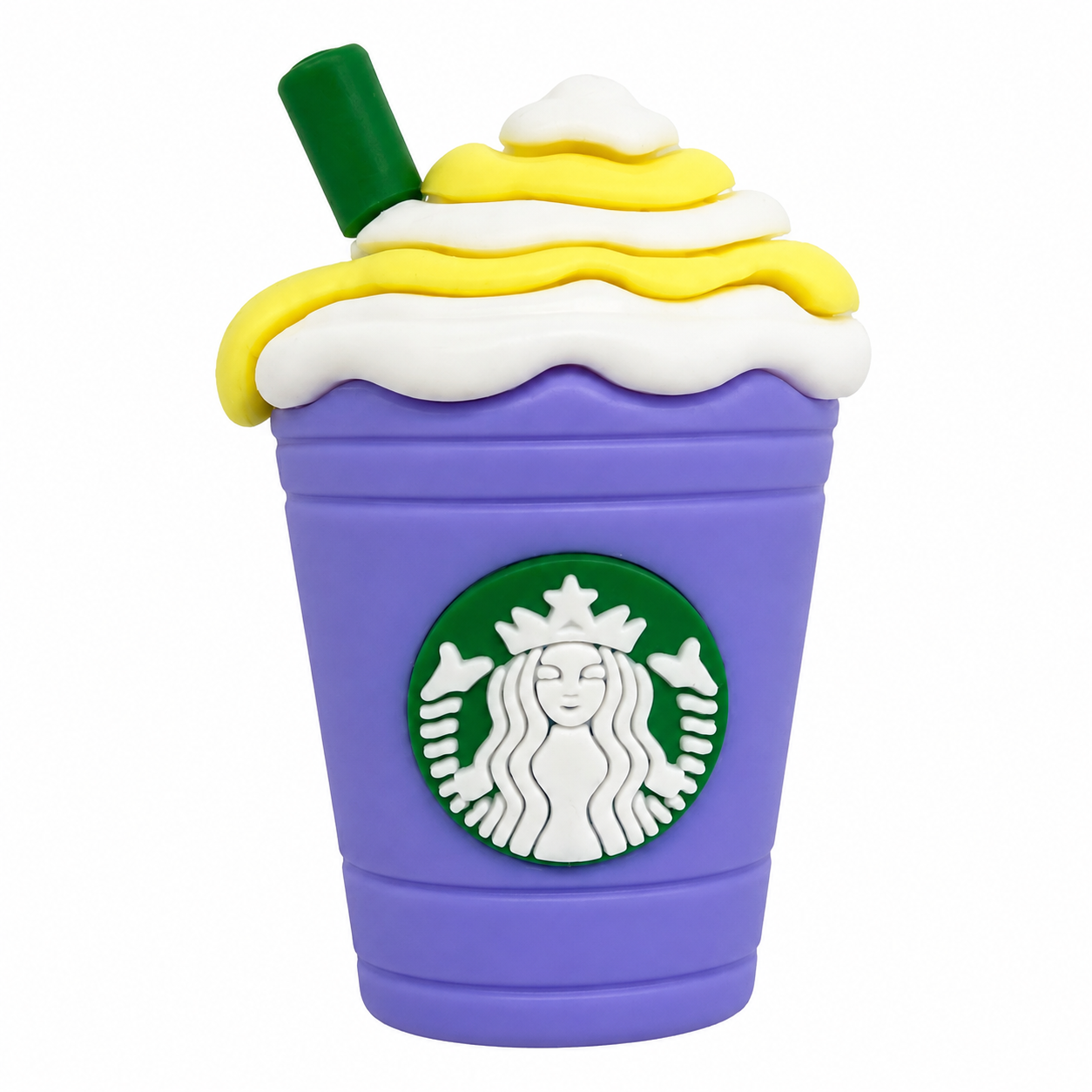 Starbucks Purple Frappuccino Cup Keychain with Blue “Happy” Wrist Strap | Coffee Cup Charm | New