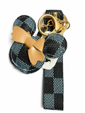 Mouse Silhouette Bow Wristlet Keychain with Gold-Tone Clasp — Choice of 4 Colors